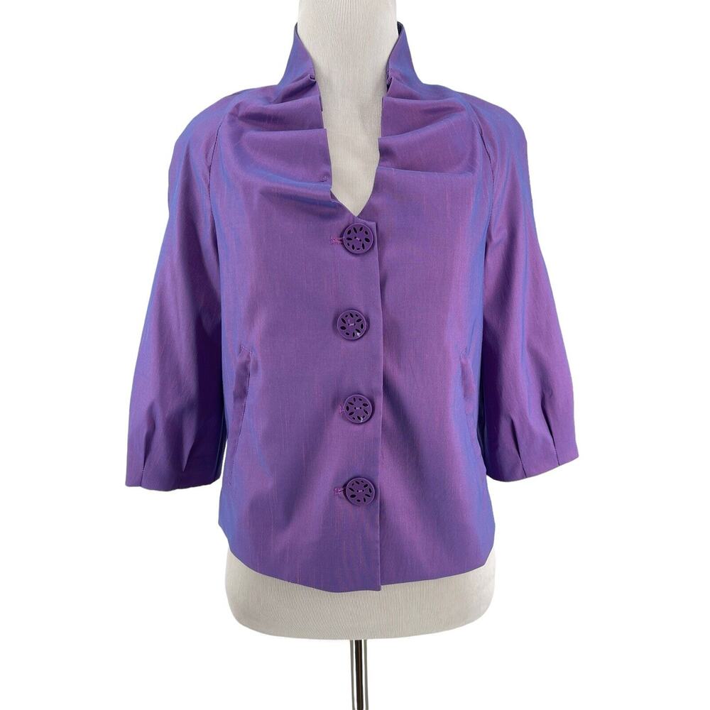 Samuel Dong‎ Women's Purple 3/4 Sleeve Cropped Jacket Size Small